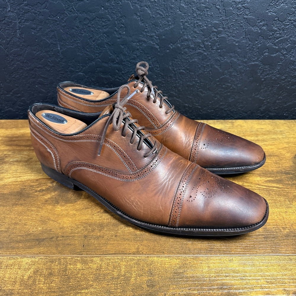 To Boot New York Phelps‎ 2848 Brown Leather Medallion Cap Toe Oxford Mens 13